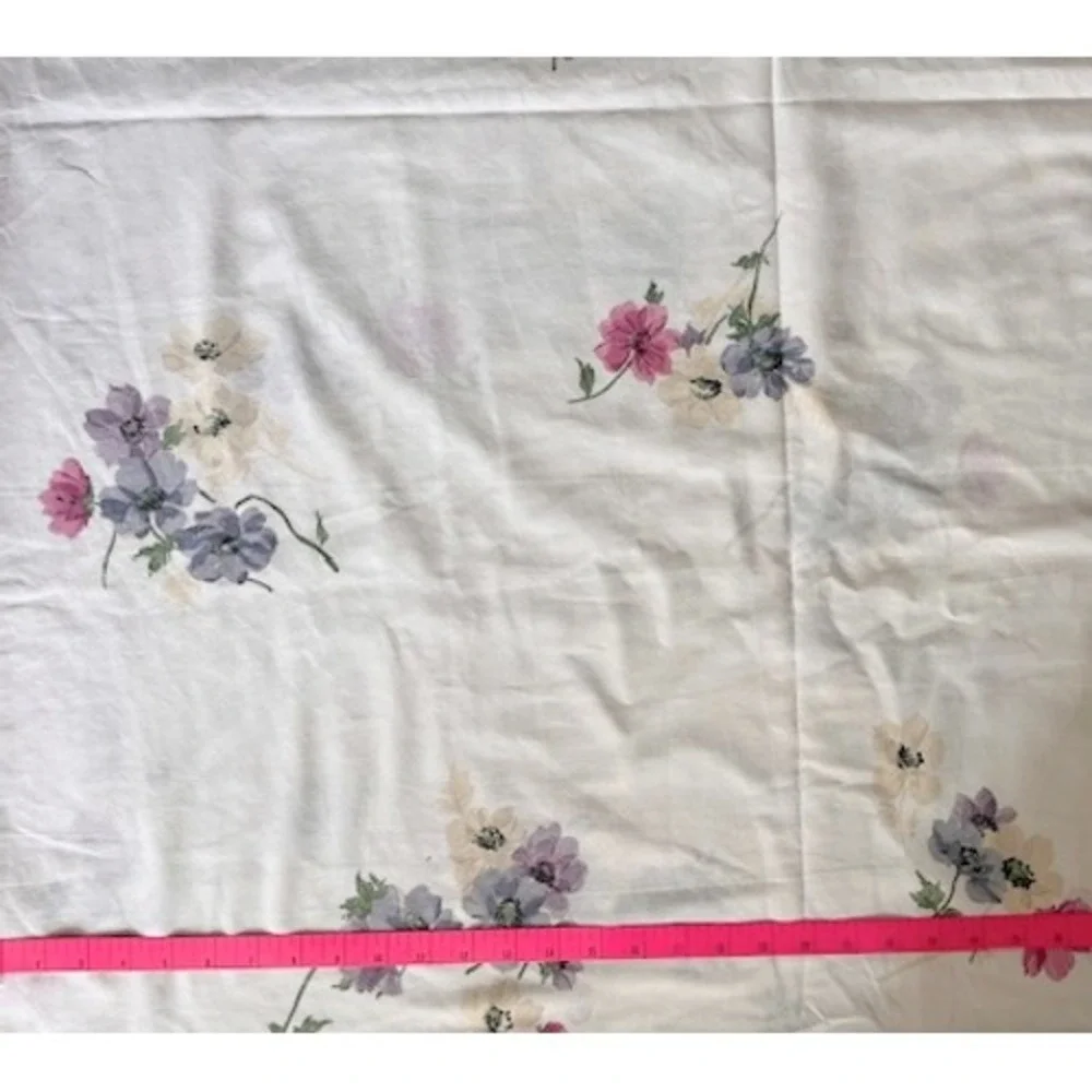 Vintage Full Size Flat Sheet white with cottagecore flowers Cannon